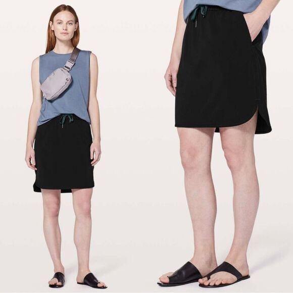 Lululemon On The Fly Mid Rise Luxtreme Skirt 21” With Pockets in Black Size 4 - Picture 1 of 8
